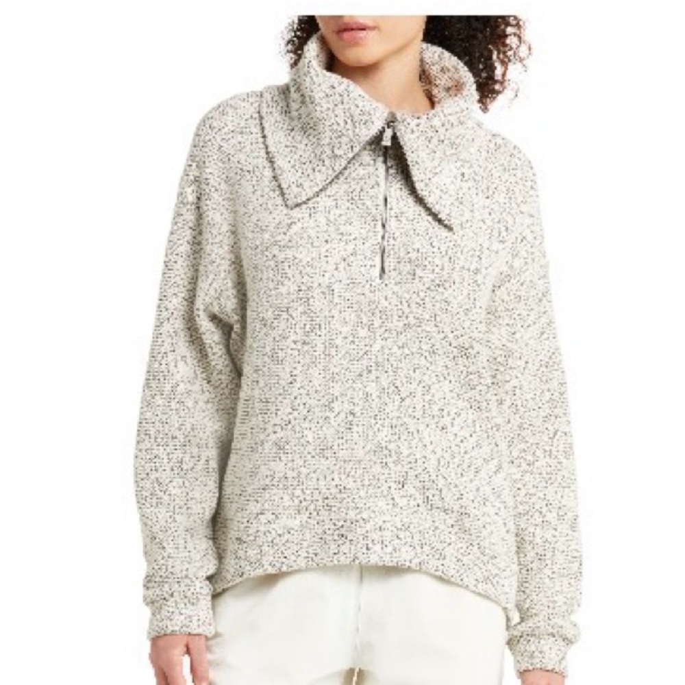 Sweaty Betty Restful Boucle Half Zip in Lily White